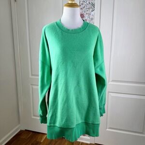 Aerie Women's Cozy Desert Crewneck Sweatshirt Green Size Large St Patrick's Day